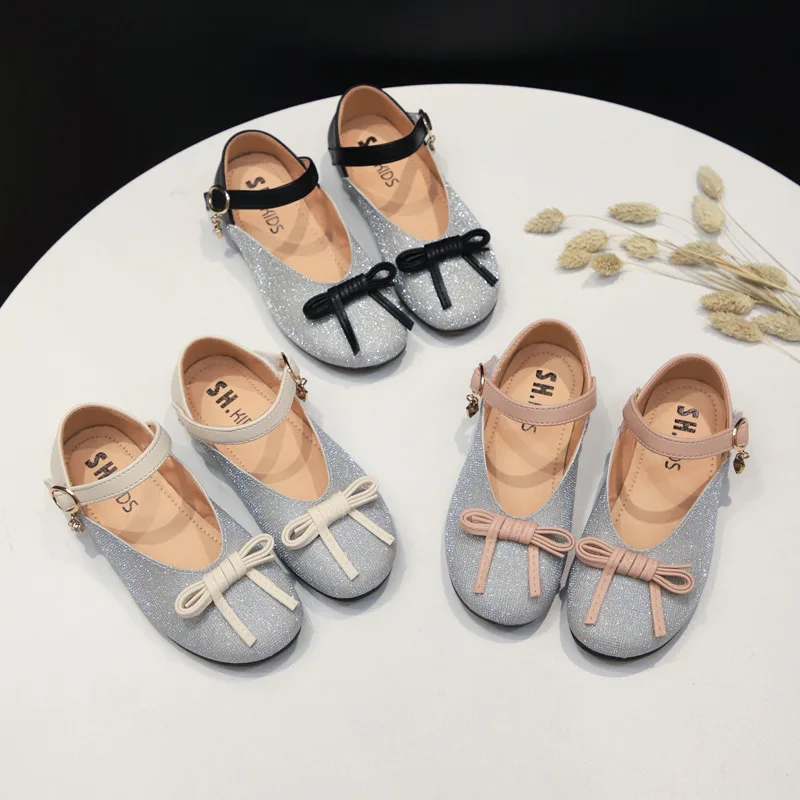 

2021 Spring And Autumn New Girls' Princess Shoes Korean Bowknot Versatile Single Shoe Soft Sole Leather Shoes