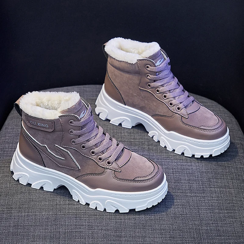 

Зимняя женская обувь с бархатным утеплителем, хлопковая обувь на толстой подошве, новая Студенческая обувь с высоким верхом, женская обувь, ...