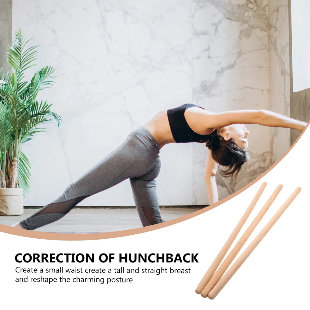 

3pcs Wood Yoga Stick Back Support Rod Humpback Corrector Rod Wooden Fitness Rod