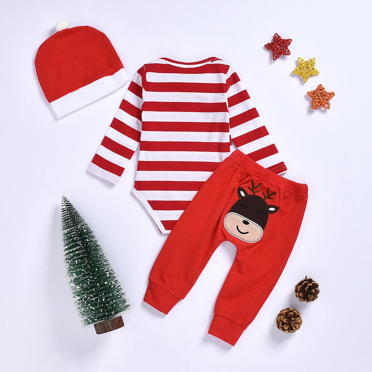 Infant Clothing 3pcs Newborn Baby Boys Clothes Long Sleeve Letter Merry Chrismas Tops+Pants+Hat Toddler Outfits Set |