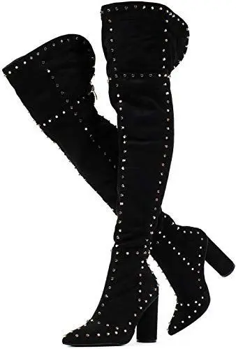 

2020 leopard print sexy pointed thick heel fashion high top boots