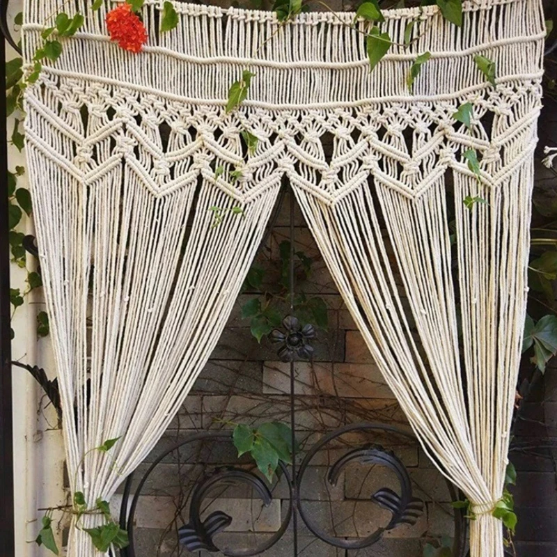 

Macrame Wall Hanging Tapestry Woven Fringe Tassels Garland Curtain Party Decor
