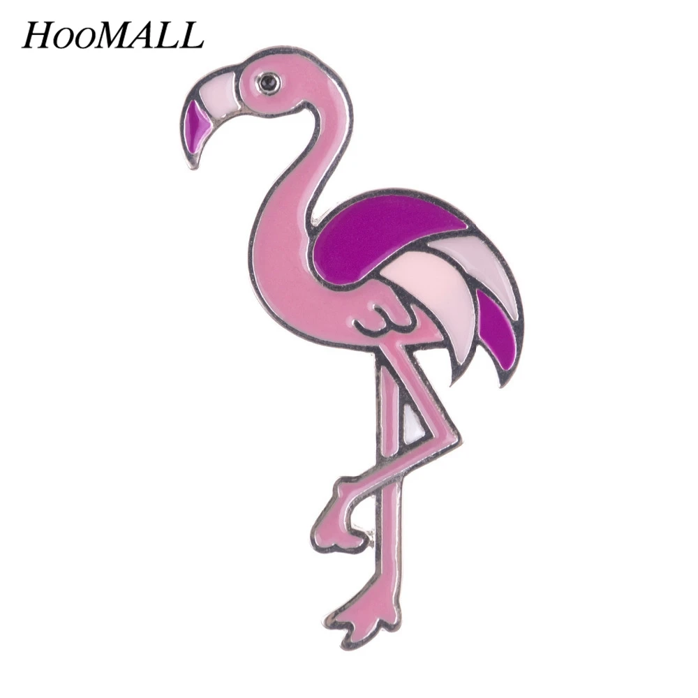 Hoomall каваи металлические клизмы значки мультфильм Фламинго броши рюкзак