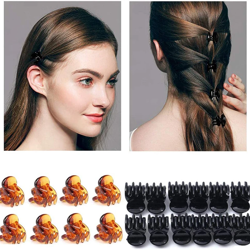 

12PCS Mini Candy Acrylic Hairpin Small Catch Clip Bangs Clip Hairpin Top Clip Black Small Clip Plate Hairpin Hair Accessories
