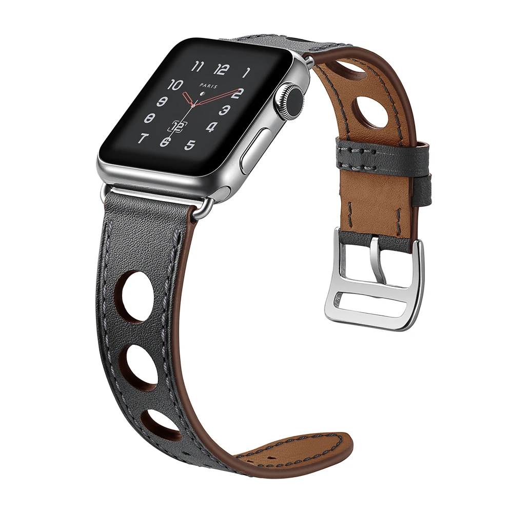 

Genuine Leather loop For Apple Watch band 44mm 40mm 42mm 38mm Single Tour Bracelet watchband belt iwatch band 4 3 5 se 6