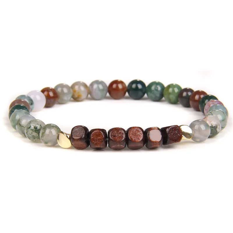 

Trendy 6mm Natural Stone Beads Bracelet Indian Agates Turquoises Beaded Elastic Bracelet for Women Men Yoga Buddha Jewelry Gifts