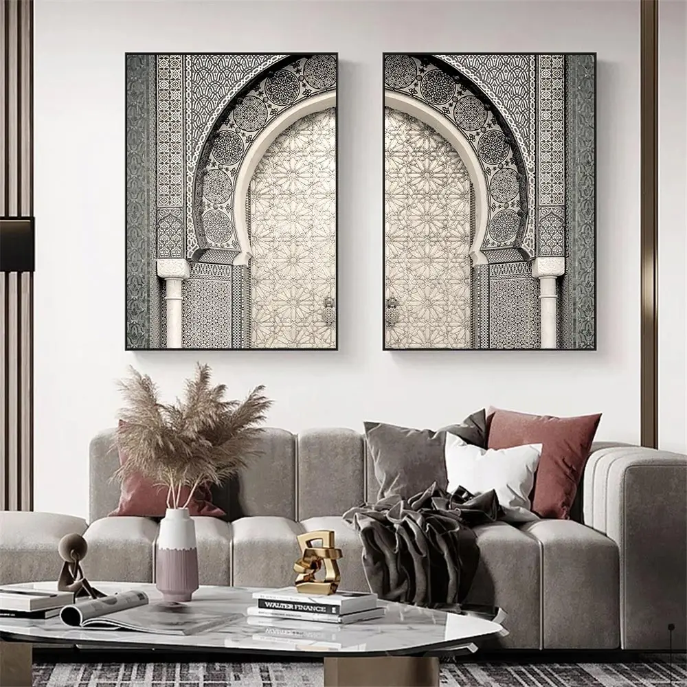 

Morocco Ancient Door Canvas Painting Islamic Old Architecture Poster And Print Muslim Wall Art Modern Picture Living Room Decor