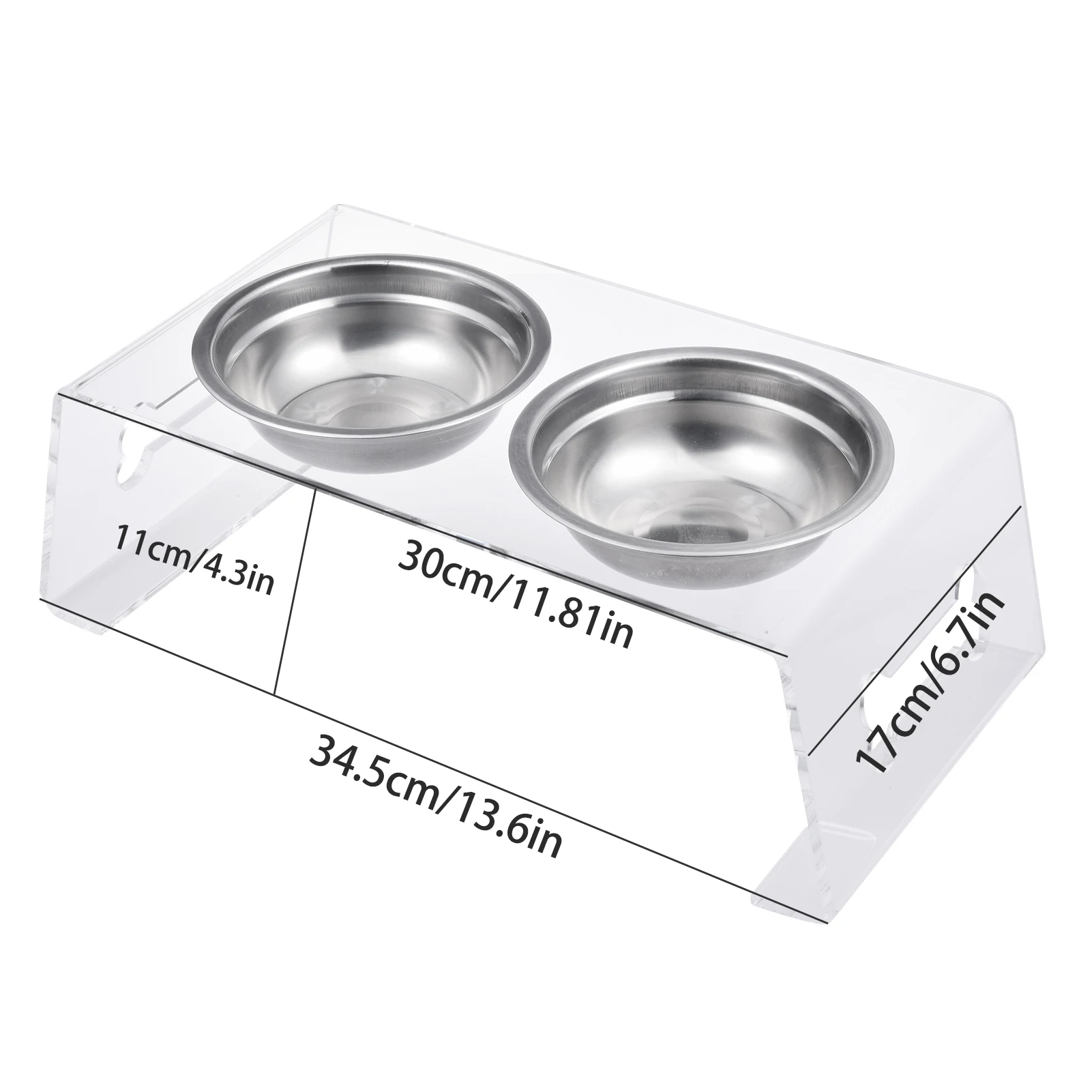 

Dog Bowl Rack For Dogs Dry And Wet Separation Feeder Transparent Thickened Pet Drinking Water Feeding Bowl Rack + 2 Steel Bowls