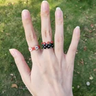 FAIRYWOO Miyuki Luck, красные кольца для женщин, простые ювелирные изделия, набор колец в виде цветка, кольца для глаз для модных девушек, готические кольца для оптовой продажи