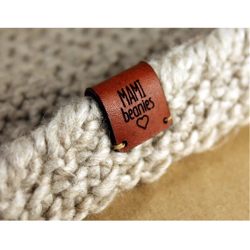 

55pcs Customize leather clothing Knitting labels tags for Handmade items center fold logo Sewing Crochet label DIY Accessories