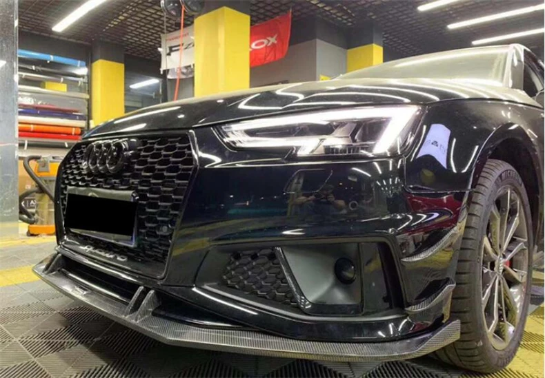 Диффузор для переднего бампера Audi A4 S4 RS4 B9 2019 2020 из углеродного волокна спойлер