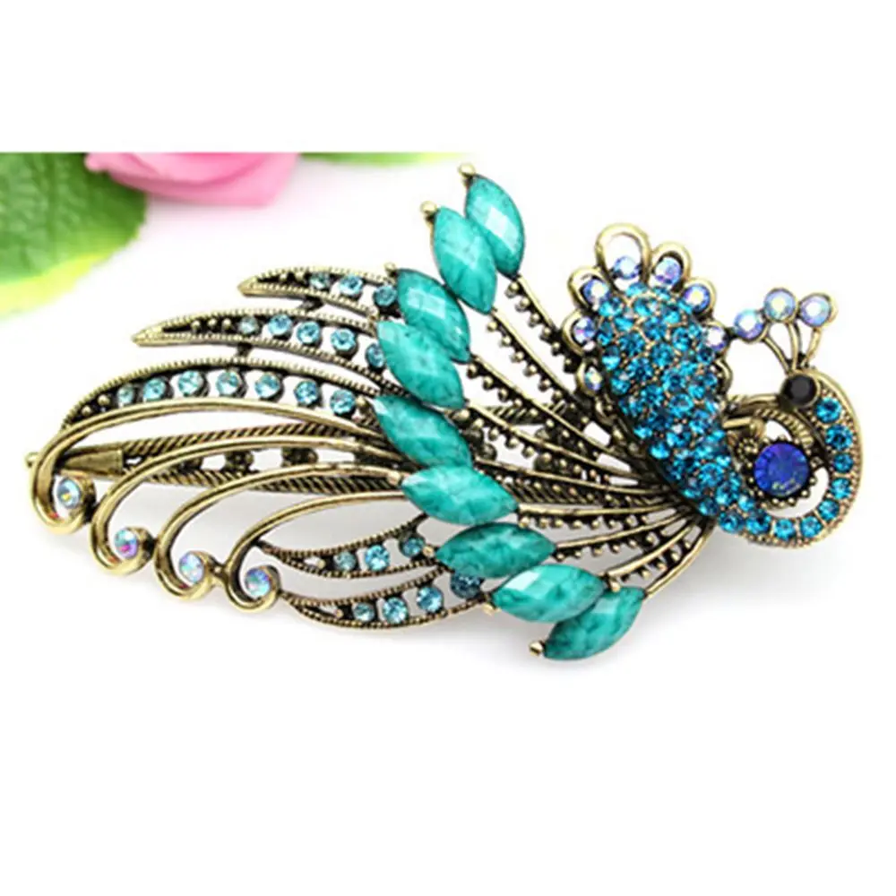 1 шт. милые Винтажные заколки для волос с кристаллами павлина в стиле пончика