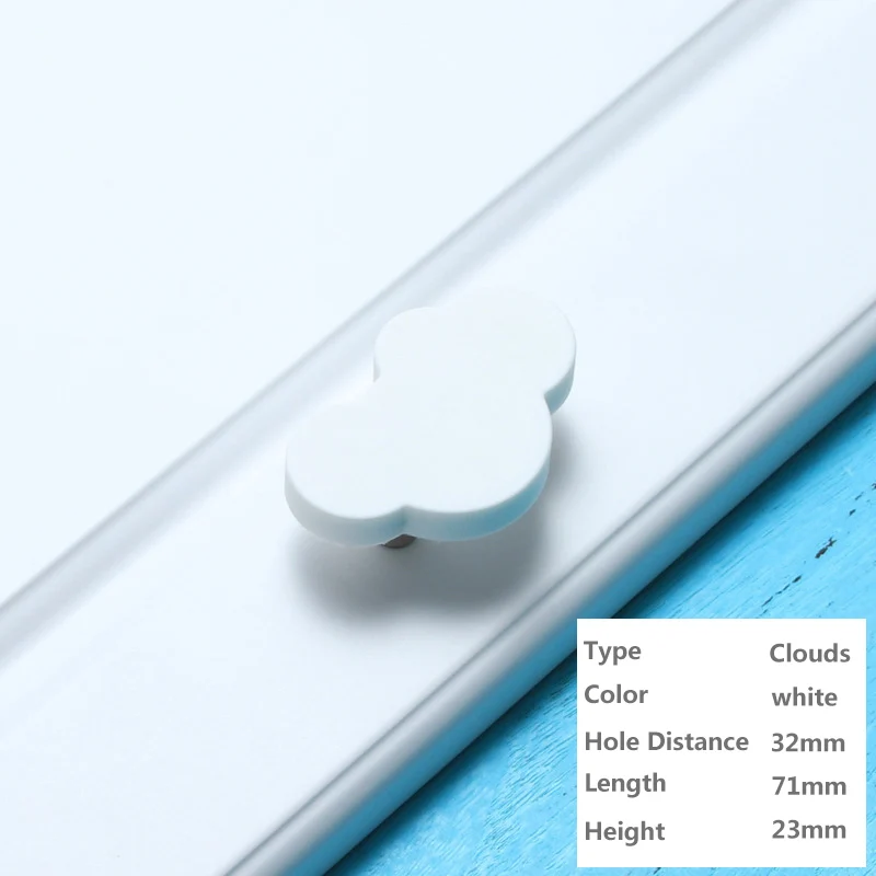 Cloud White 32mm NAIERDI, луна, звезда, мультяшная мебель, ручки для детской комнаты, ручки, ПВХ, облако, дверная ручка, детский ящик, шкаф, тянет для детей - Цвет: Cloud White 32mm