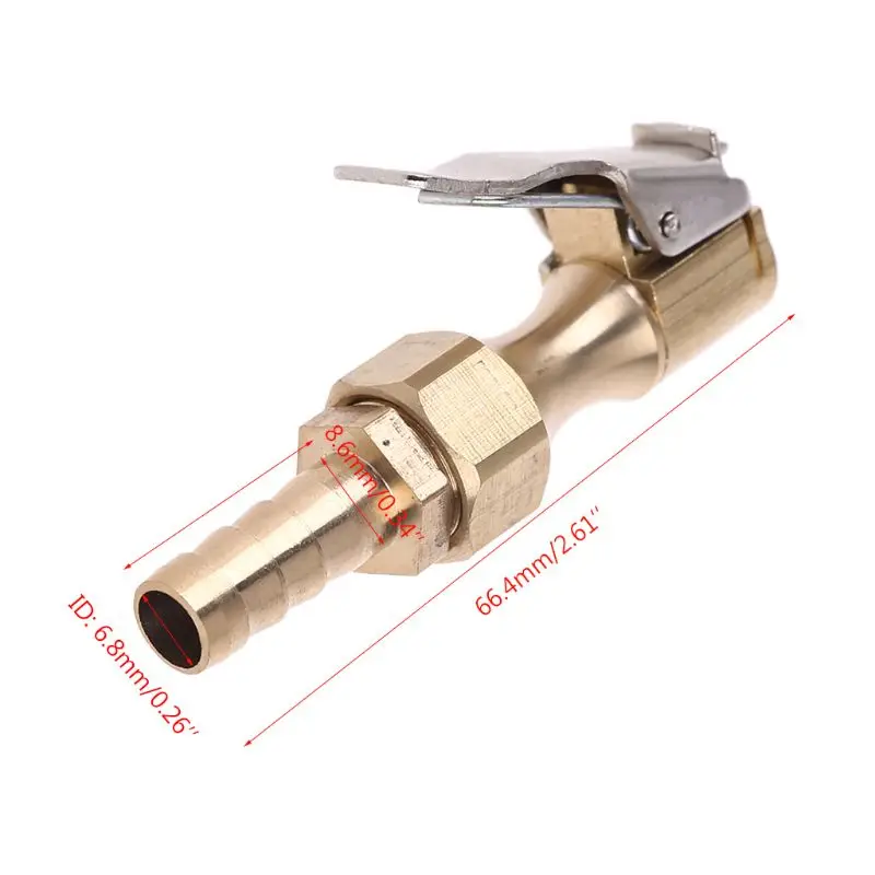 

2022 New 1/4" Brass Tire inflator Locking on Air Chuck Air Compressor Pump Adapter with 8mm Barb Connector Accessories for Car