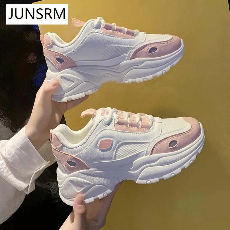 

Women's Chunky Sneakers Thick Bottom Platform Vulcanize Shoes Fashion Breathable Casual Running Shoe For Woman Female 2021