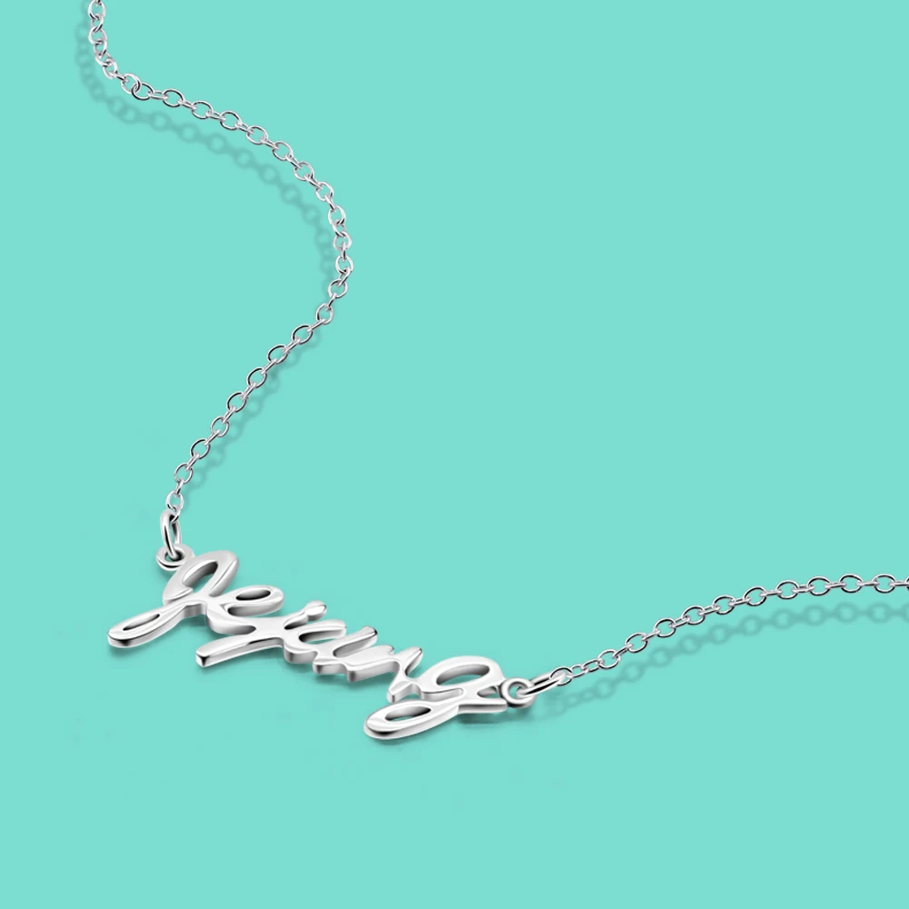 

Классическое женское ожерелье из серебра 925 пробы с надписью подвеска на серебряной цепочке минималистичное очаровательное ювелирное изде...