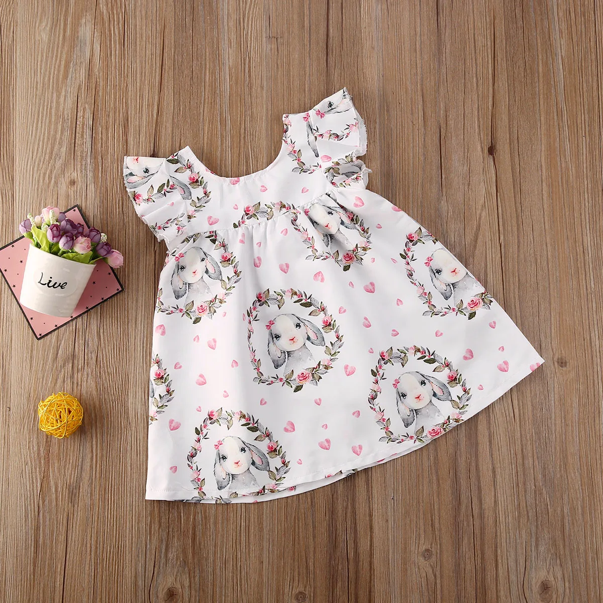 

2021 Baby Summer Clothing Easter Toddler Kids Baby Girls Rabbit SleevelesTutu Dress Princess Party Dresses 6M-4T