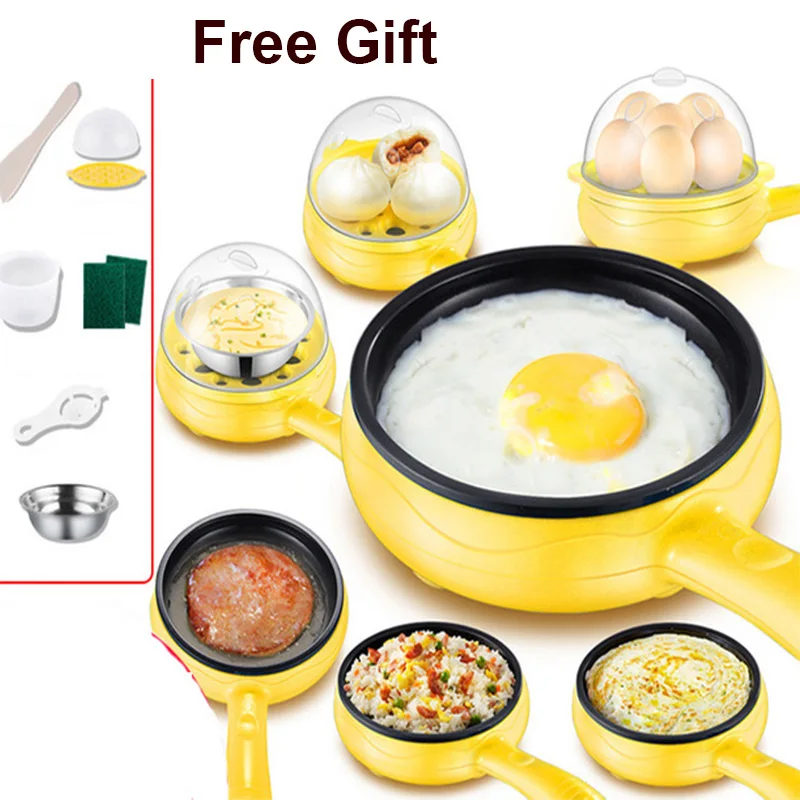 

110V / 220V Multifunction Mini Electric Egg Omelette Cooker Eggs Boiler Food Steamer Pancake Fried Steak Non-stick Frying Pan