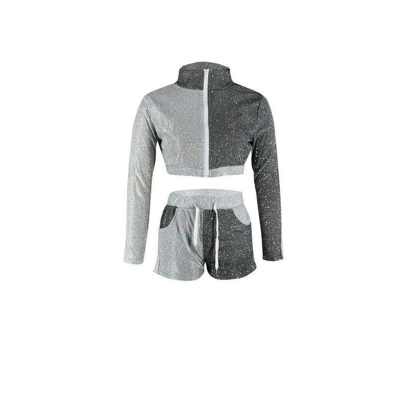 

Women's Jogging Suit, Long-sleeved Zip Short Top, High-waist Pull-out Hot Pants, Sexy Ladies Clothing, Suitable For Sports