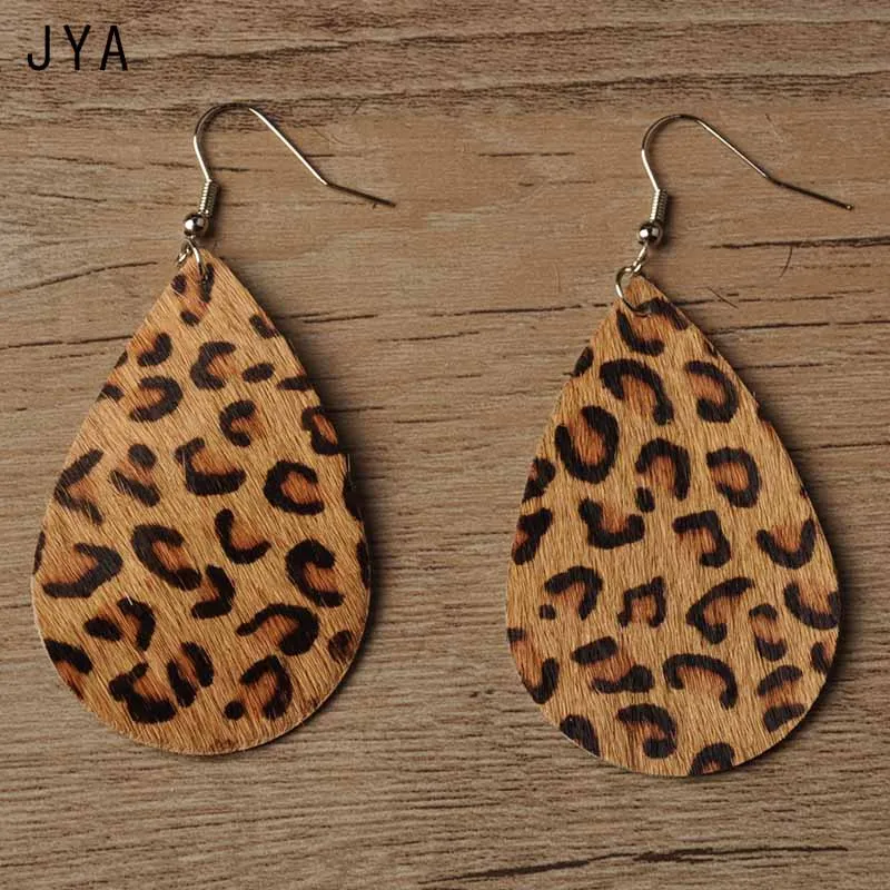 Cpop кожаные серьги для женщин Разноцветные с леопардовым пером большие длинные