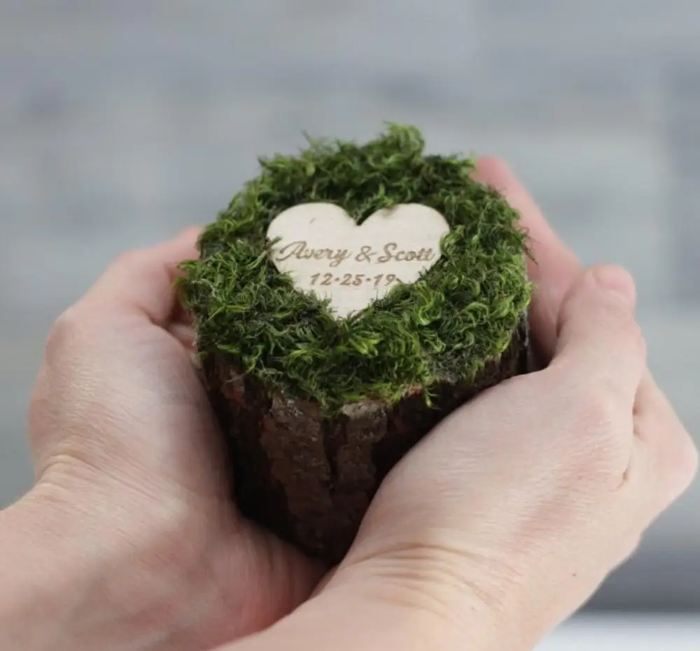 Деревенская коробка для обручальных колец Персонализированная Коробка