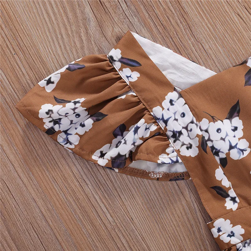 New Fashion 1-6Y Toddler Baby Girls Dress White Floral Print Ruffle Short Sleeve A-line Backless Sundress wholesale | Детская одежда и