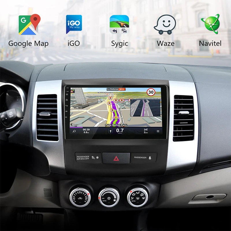 Vtopek 9" 4G Wifi Android Автомагнитола для Mitsubishi Outlander 2 2005-2012 2.5D Сенсорный экран 2G+32G Видеоплееры Coche с рамкой.