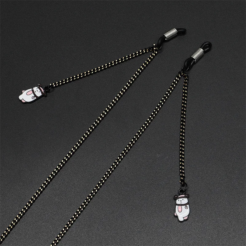 

Snowman Black Metal Pendant Sunglasses Glasses Chain For Women's Strap Hang Spectacle Cord Holder Lanyards Luxury Fashion 2021