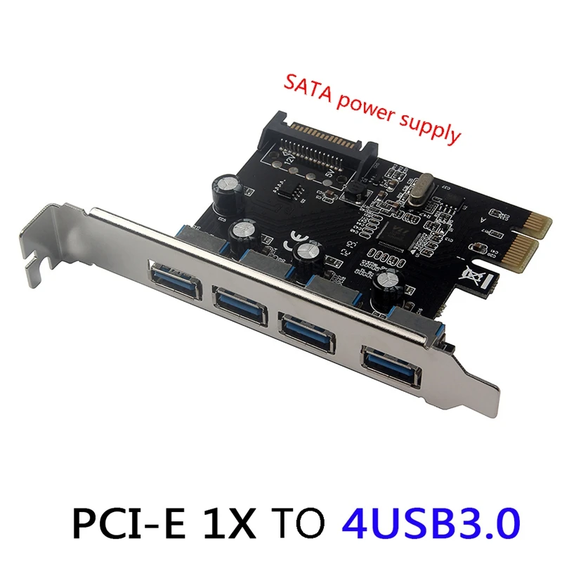 

PCI-E to USB3.0 Expansion Card 4XUSB3.0 Riser Card SATA Power Supply VL805 PCIE USB3.0 Adapter Card for Desktop Computer
