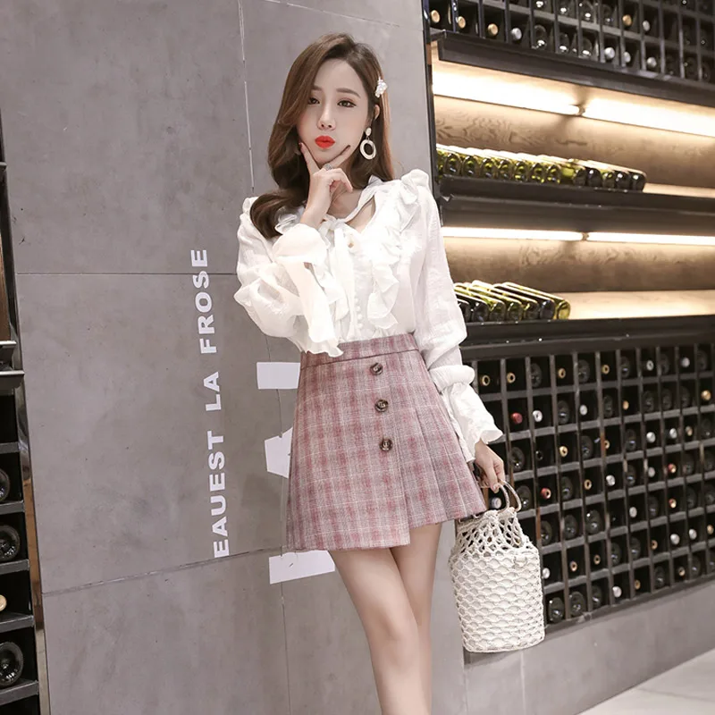 Юбки faldas mujer женские осенне-зимние moda harajuku плиссированные клетчатые плисады клетчатые Мини Короткие микро сексуальные пляжные юбки