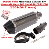 for kawasaki z250 z300 ninja250 ninja 250 300 motorcycle exhaust pipe escape system modify mid link pipe double holes muffler