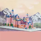 3d-модель розового замка, парк, микро кирпичи, подарки, архитектура, лебедь, каменные замки, мини-строительные блоки, игрушки для детей