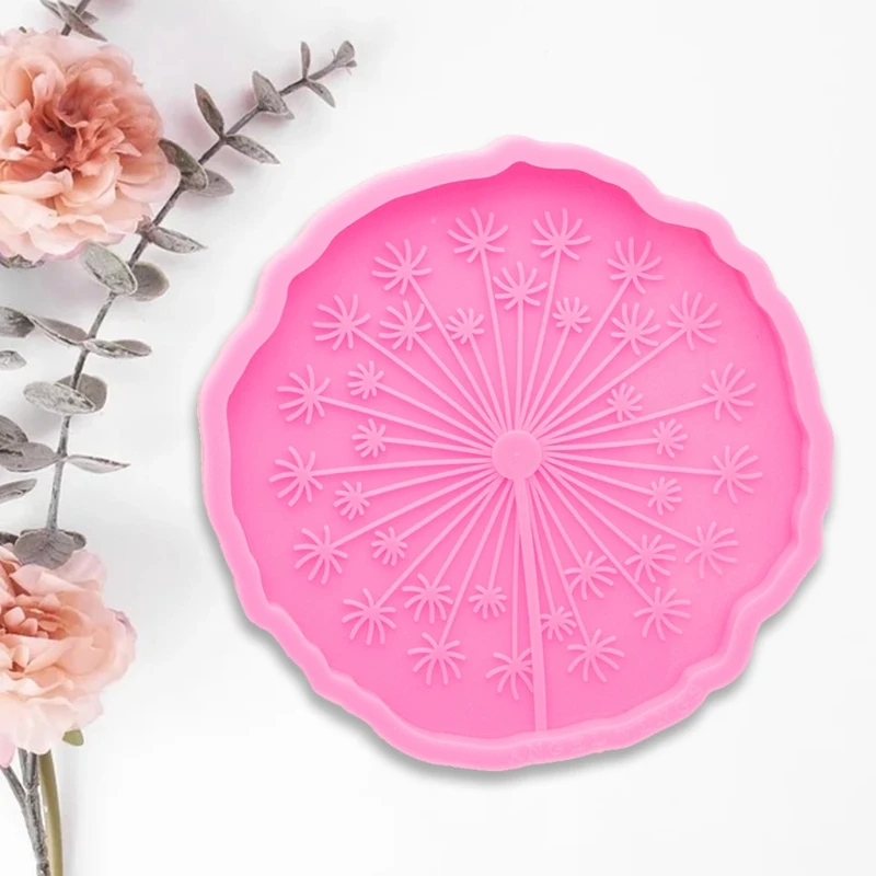 

Super Shiny Cup Mat Epoxy Resin Mold DIY Dandelion Coaster Tray Silicone Mould