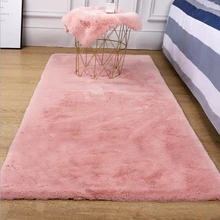 Tapis Imitation fourrure de lapin, moelleux, pour chambre d'enfant, moderne, pour salon, Table basse, pied, coussin de canapé, baie vitrée  (3)