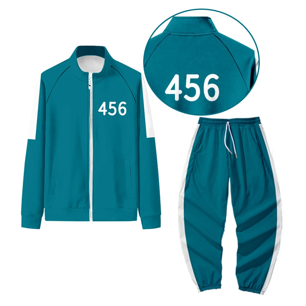 

Squid Game Jacket Pants Round Six Men Women Costumes Cosplay Sports Zipper Cardigan Digital 456 Printing Pocket Sweatshirts Set
