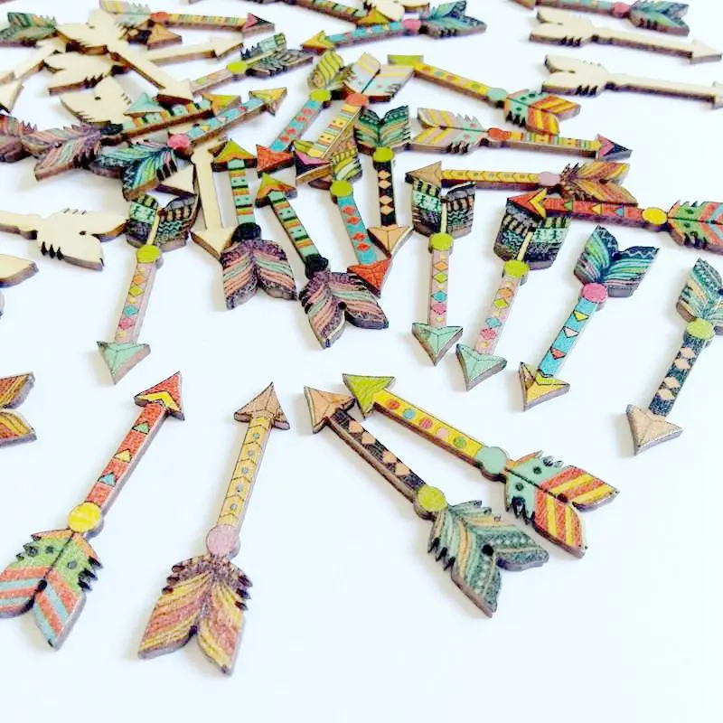 50 шт./упак. смешанные напечатанные пуговицы со стрелками Декоративные