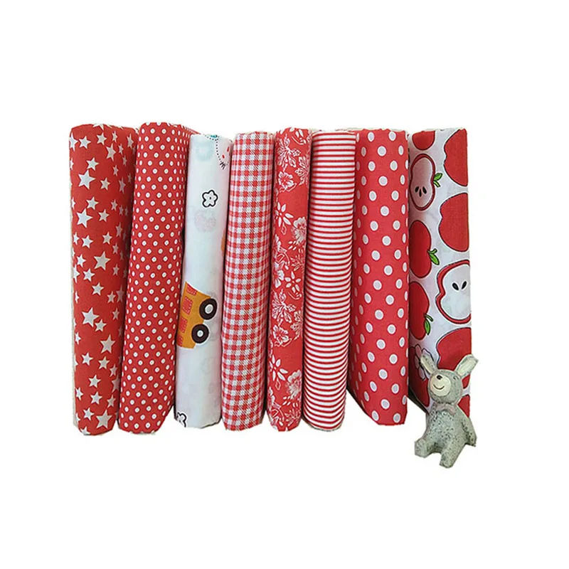 8 шт 25X25cm смешанные красные и белые серии 100% хлопчатобумажных тканей набор для