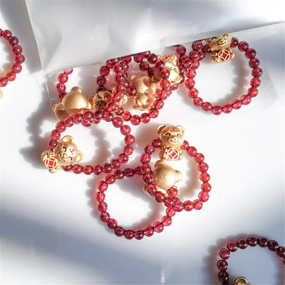 

lost anxiety ring nature stone Garnet tiger Lucky vintage crystal rings for girls fidget ring Women's bead rings