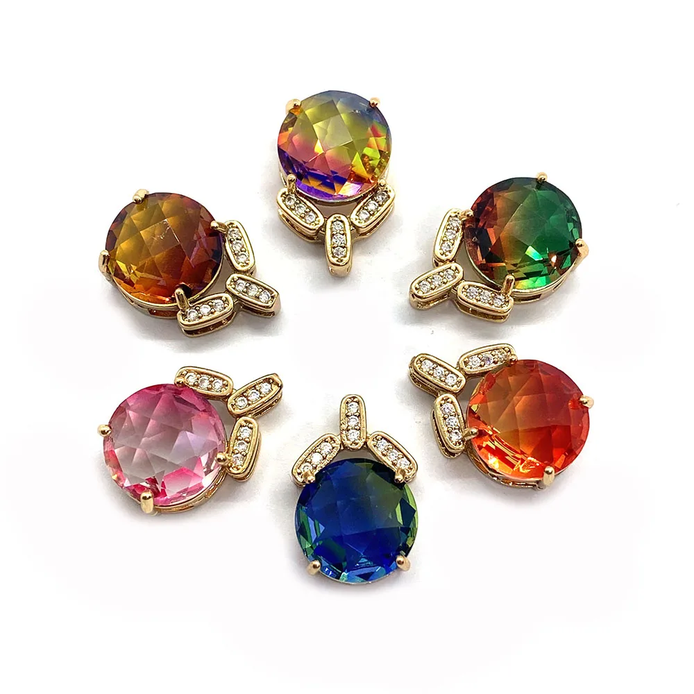 

Classic Round Exquisite Colorful Pendant Glass Crystal Jewelry Chinese Fashion Female Charm Earring DIY Handmade Holiday Gift
