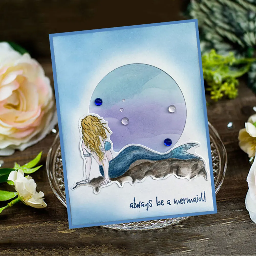 Прозрачный силиконовый штамп и Вырубные штампы с изображением морской русалки