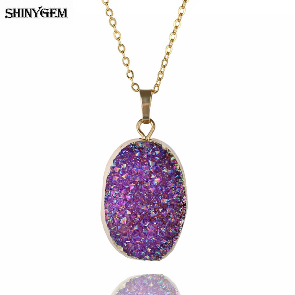 ShinyGem классический исцеляющий натуральный кристалл Druzy Подвески чакра камень