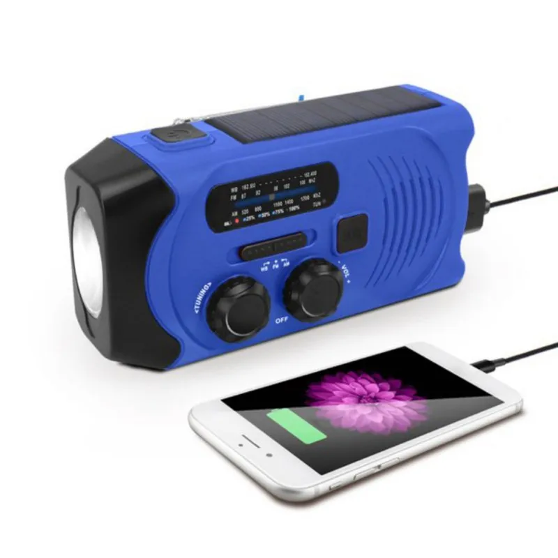 

Emergency Weather Radio AM/FM/NOAA Solar Crank Radio With Bright Flashlight Use Emergency Flashlight and Power Bank