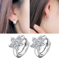 1pair elegant silver color snowflake shape ear hoop earrings female charm jewelry gifts drop shipping ear 0679