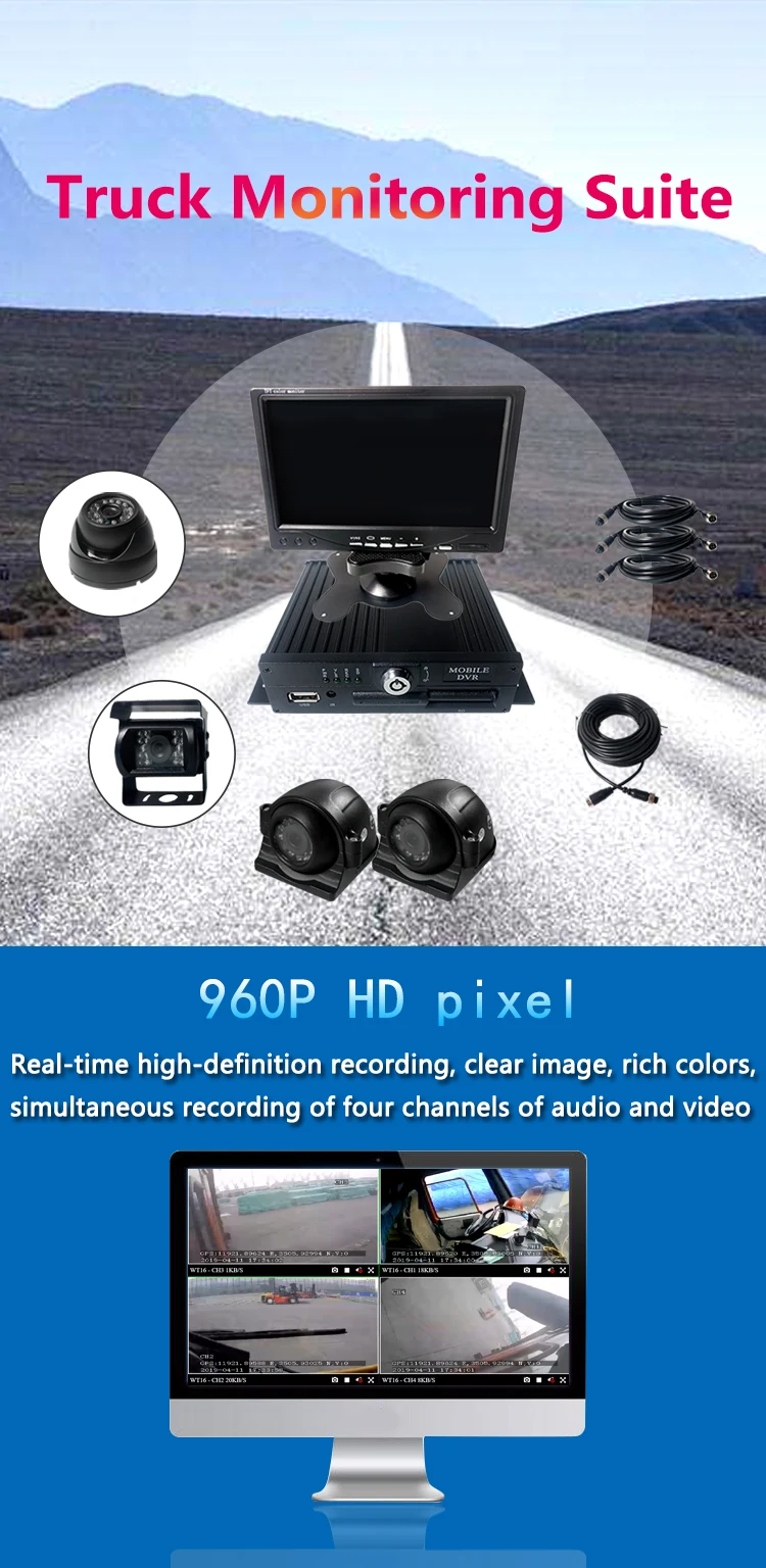 LSZ 4-канальный AHD 720P MDVR+ 3-дюймовая Пленка Пластиковая купольная камера Грузовик Мобильный DVR комплекты