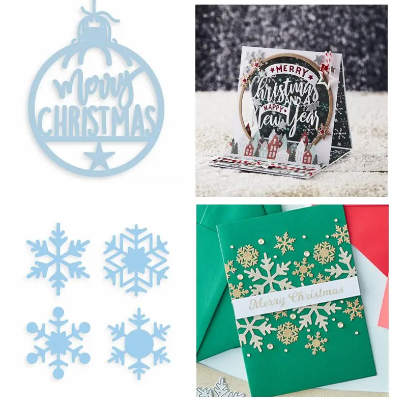 Металлические режущие штампы Снежинка с рождеством круглые для украшения карт
