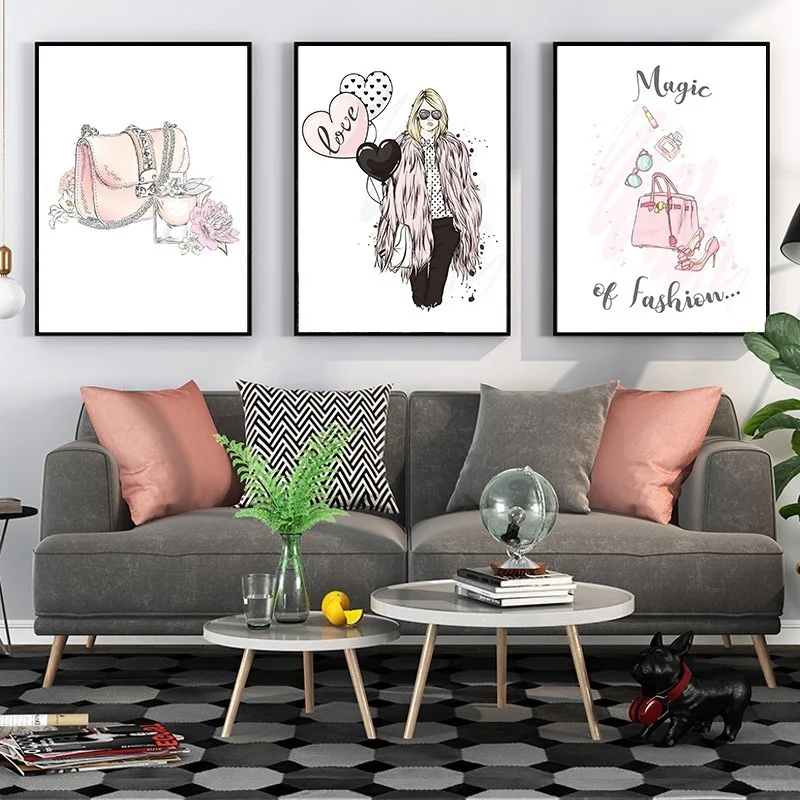 

Frameless Picture Core Cool Handsome Girl Bag High Heels Balloon Car Nordic Style High-definition Art Decoration Inkjet Painting