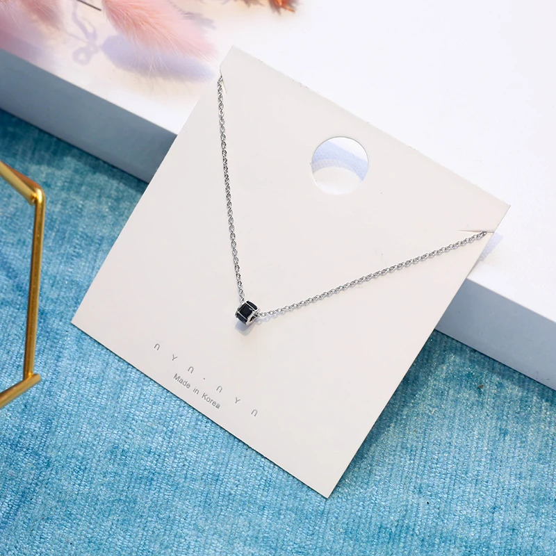 Женское колье из серебра 925 пробы с черным Цирконом|Ожерелья| |