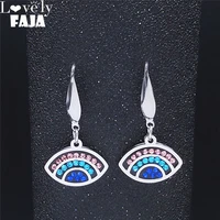 2022 turkey eye crystal stainless steel islam droop earings for women silver color earrings jewelry pendientes mujer e9205s04