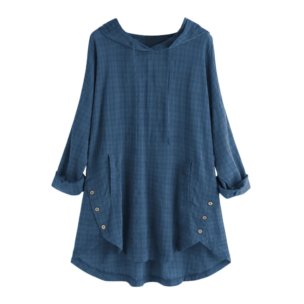 Блузка женская летняя с капюшоном и длинным рукавом повседневная мешковатая