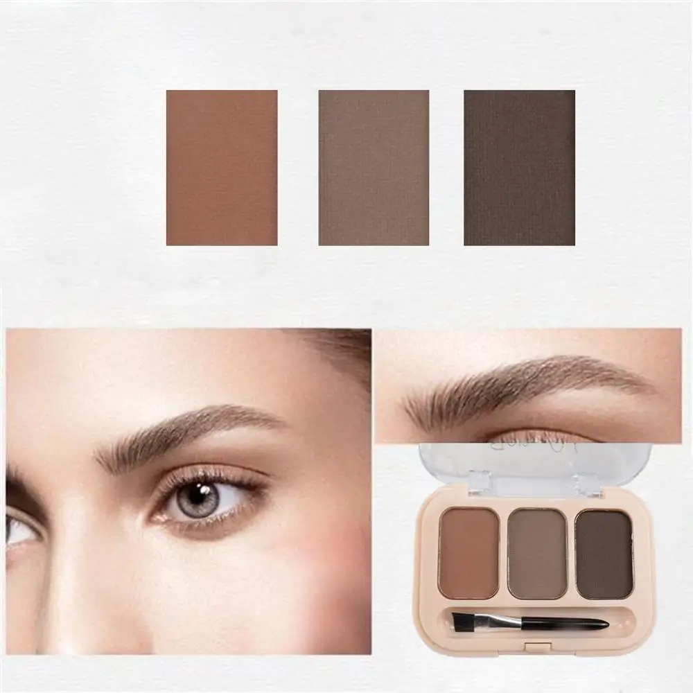 3 Colors Eyebrow Enhancers Waterproof Powder Pigment Palette Eyes Makeup Black Brown Brows Shades Tattoo Tint Make Up Women | Красота и